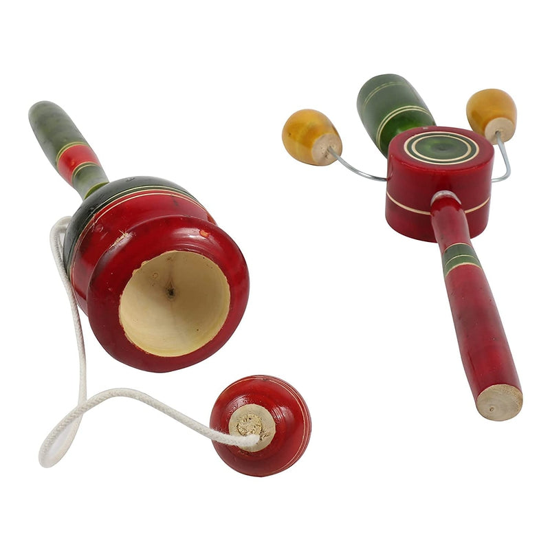 Wooden Cup and Ball Balancing and Rattle toy for Kids - Pack of 2pcs