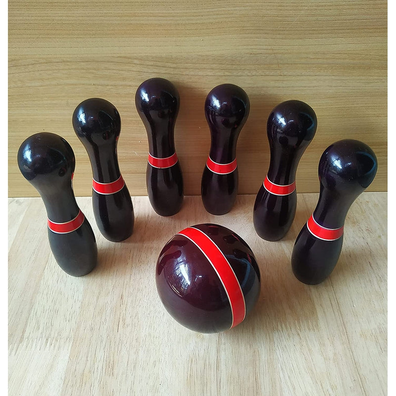 Wooden Bowling Game Set for Kids with 6 Pins