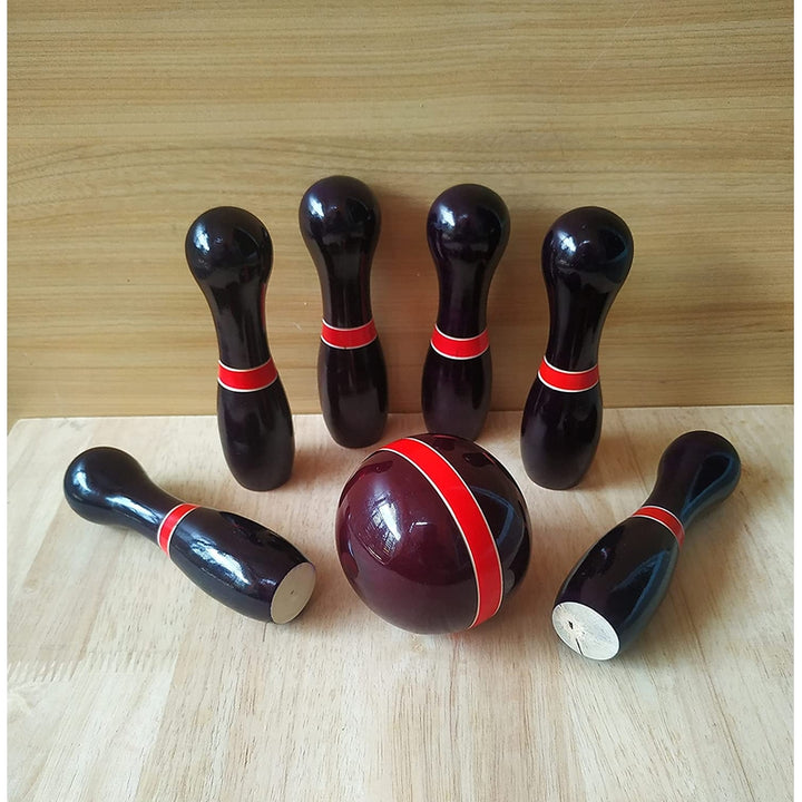 Wooden Bowling Game Set for Kids with 6 Pins