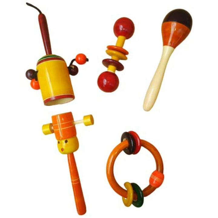 Wooden Rattles Toys Set for  Babies - Set of 5 pcs