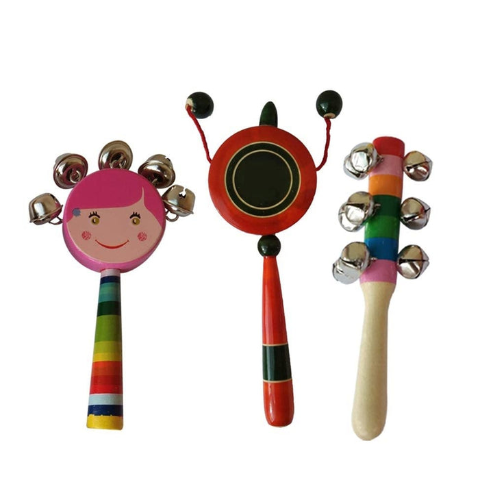 Wooden Rattles for Baby - Set of 3 pcs( multicolor)