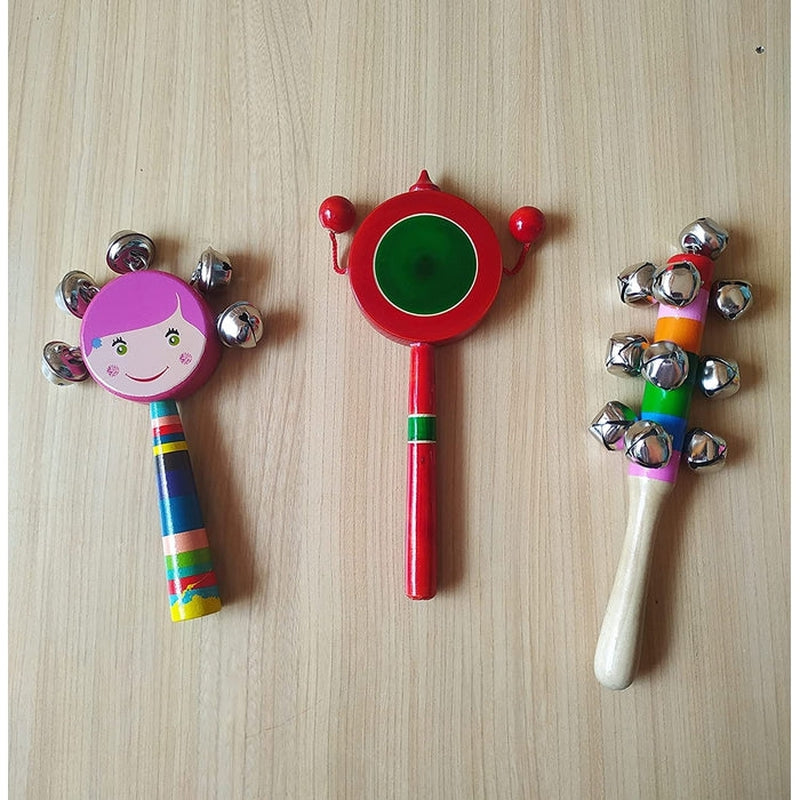 Wooden Rattles for Baby - Set of 3 pcs( multicolor)