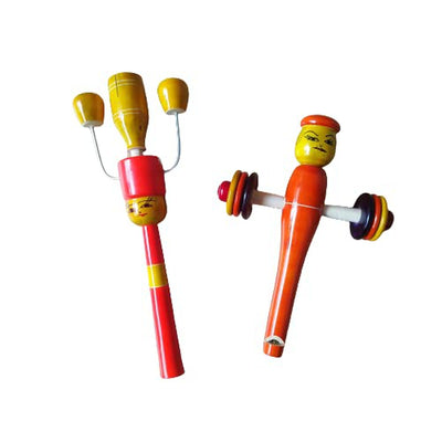 Wooden Baby Rattle cum whistle Toys - Set of 2pcs