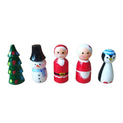 Wooden Christmas Peg Dolls  - Pack of 5 pcs