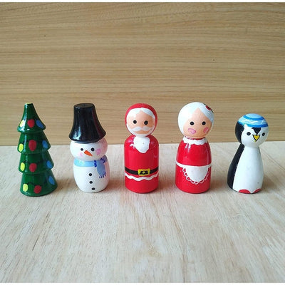 Wooden Christmas Peg Dolls  - Pack of 5 pcs