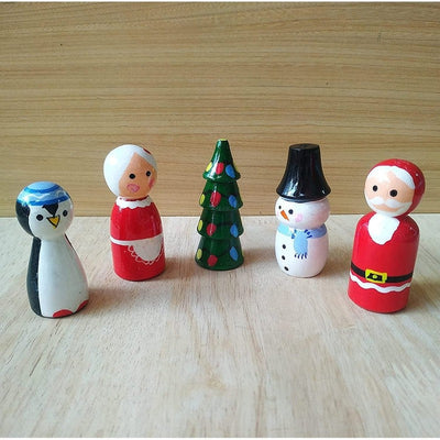 Wooden Christmas Peg Dolls  - Pack of 5 pcs