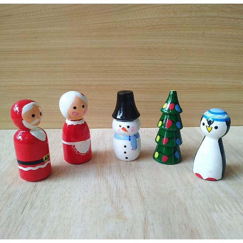 Wooden Christmas Peg Dolls  - Pack of 5 pcs