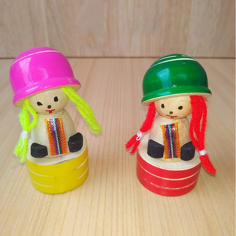 2 Pcs Doll Sharpener (Handmade Non Toxic Wooden Hand Pencil Sharpener for Kids)