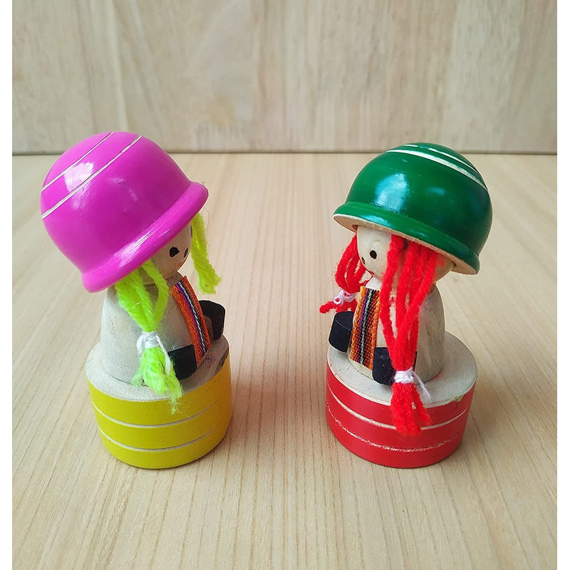 2 Pcs Doll Sharpener (Handmade Non Toxic Wooden Hand Pencil Sharpener for Kids)