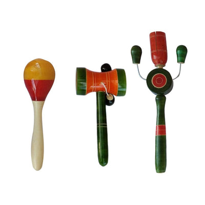 Wooden Rattles for Baby- set of 3 pcs ( multicolor)