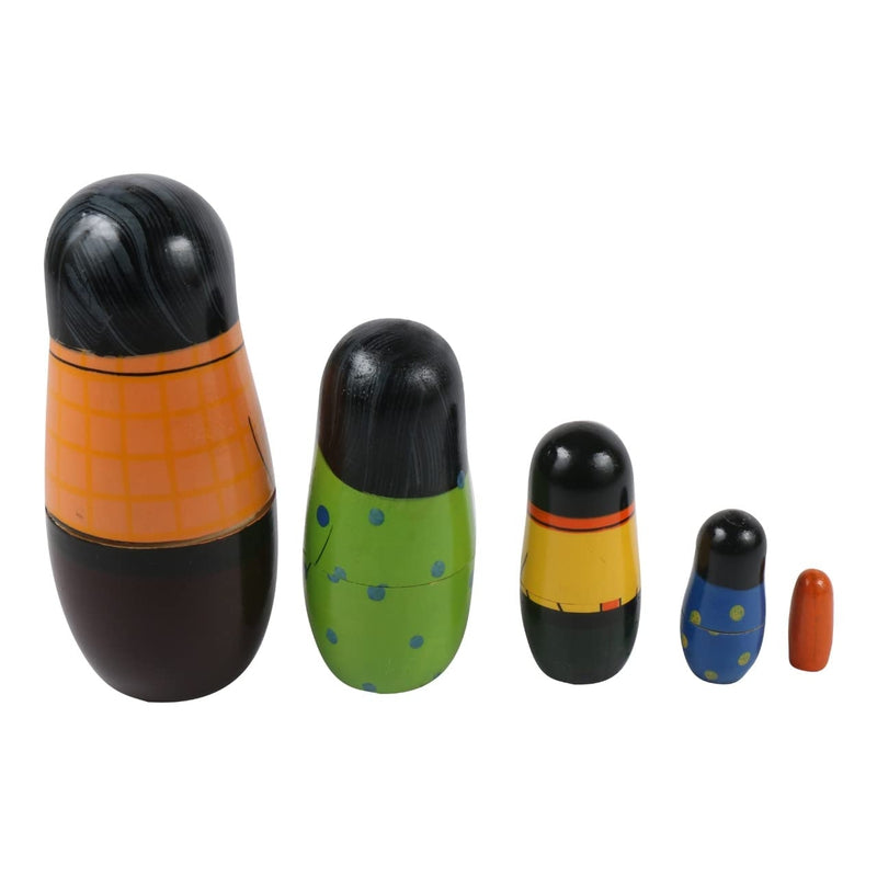 Wooden Family Russian Nesting Dolls Set - Set of 5 pcs