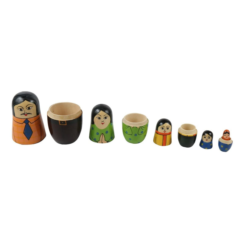 Wooden Family Russian Nesting Dolls Set - Set of 5 pcs