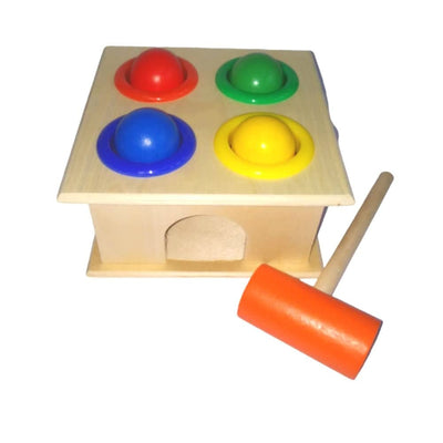 Wooden Hammer Ball Knock Pounding Bench with Box Case