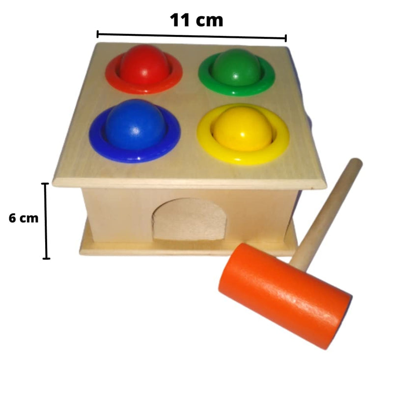 Wooden Hammer Ball Knock Pounding Bench with Box Case