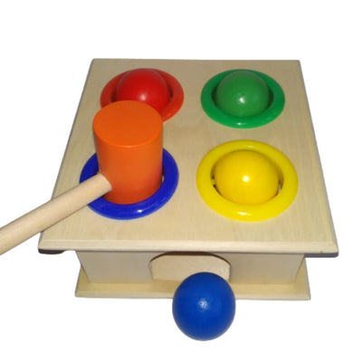 Wooden Hammer Ball Knock Pounding Bench with Box Case