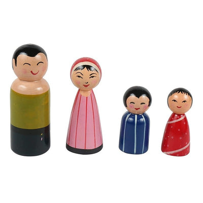 Wooden Peg Dolls- Painted Family - Set of 4