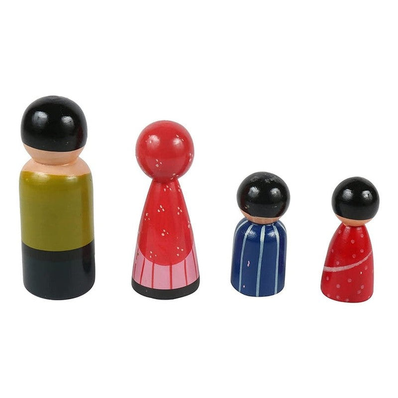 Wooden Peg Dolls- Painted Family - Set of 4