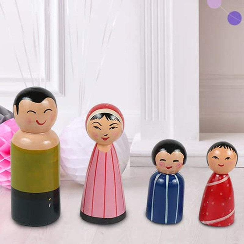 Wooden Peg Dolls- Painted Family - Set of 4