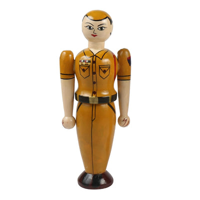 Wooden Indian Female Police Doll for Kids