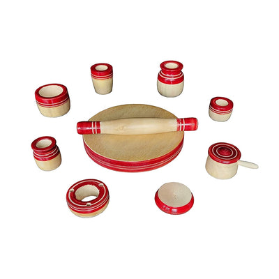 Traditional Wooden Kitchen Toys Play Set  - 9 Pieces Toyset