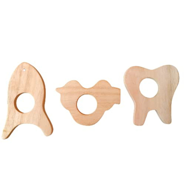 Set of 3 Brown Wooden Teethers (6-12 Months)