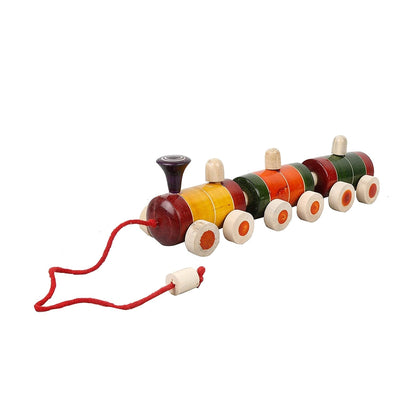 Pull Along Toy Wooden - Train & Snail