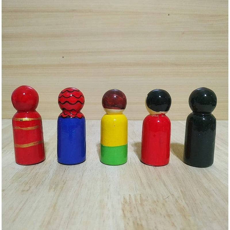 Wooden Peg Dolls Painted Superheroes - Pack of 5 pcs