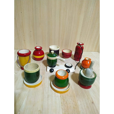 Handmade Non -Toxic Wooden Cooking Set  - 16 Pieces Toy Set