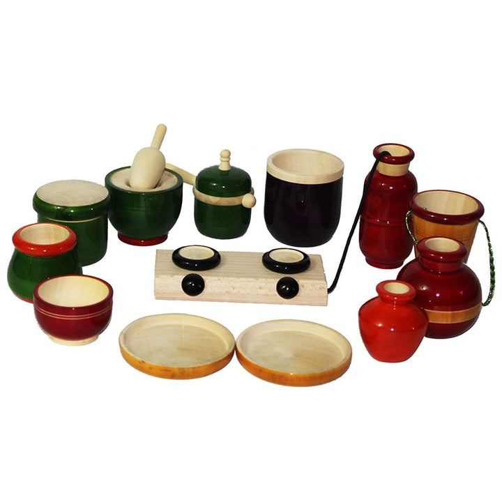 Traditional Wooden Kitchen Play Set -16 Pieces