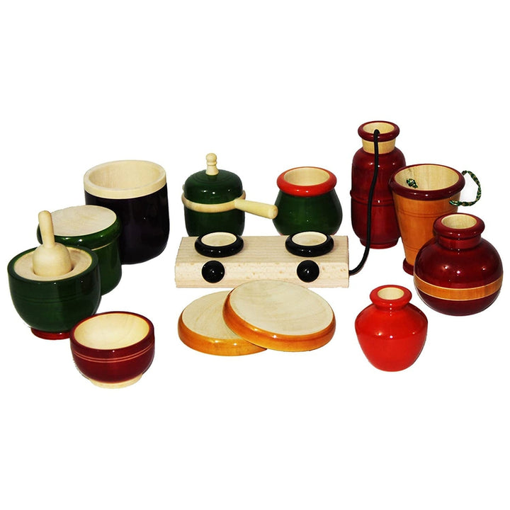 Traditional Wooden Kitchen Play Set -16 Pieces