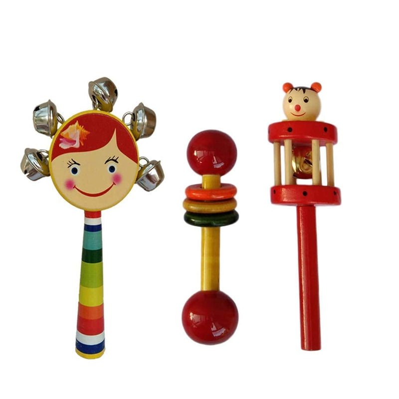 Wooden rattle toys for baby- set of 4 pcs - multicolor