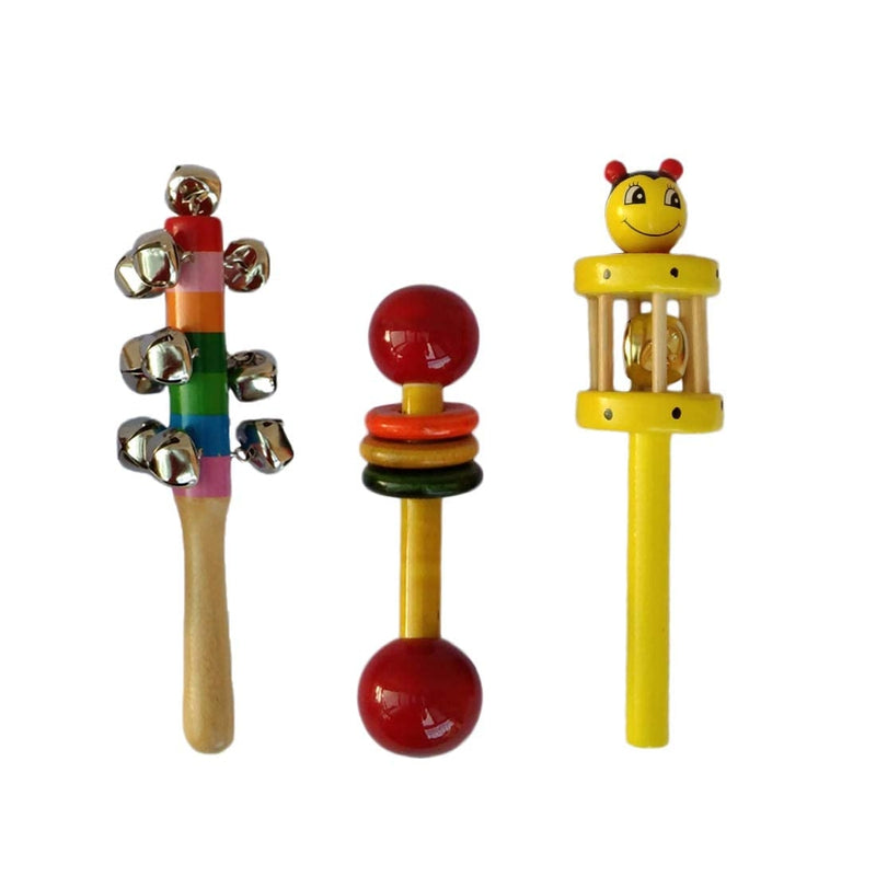 Wooden Rattle Toys for Baby- Set of 3 pcs