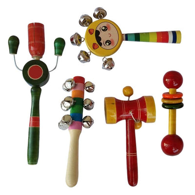 Wooden Rattles Toys - Set of 5 pcs