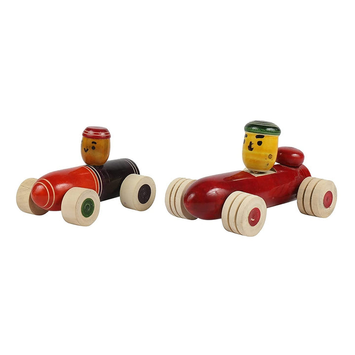 Set of 2 - Wooden Push & Pull Along Race Cars (1-3 Years)