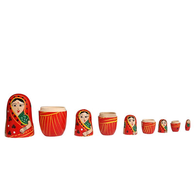 Wooden Women Russian Nesting Dolls Set - Pack of 5 pcs