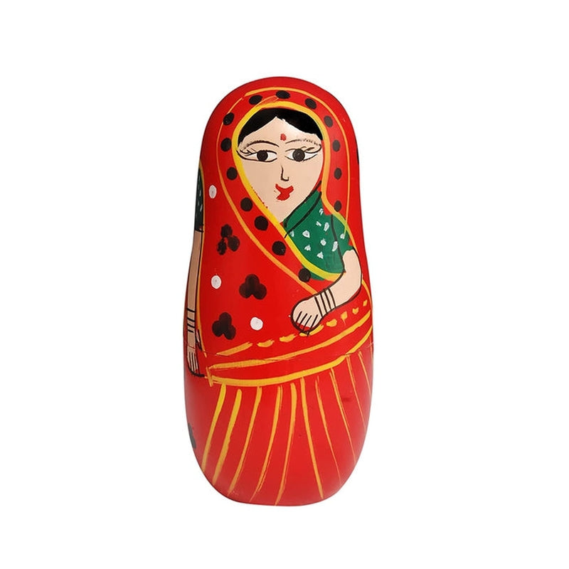 Wooden Women Russian Nesting Dolls Set - Pack of 5 pcs