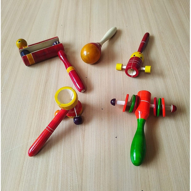 Set 5 Wooden Rattles Toys for Toddler - Multicolor (6-12 Months)