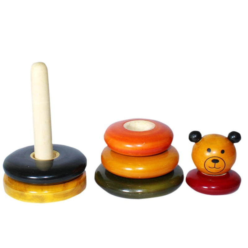 Wooden Roly Poly balancing doll & Stacking Toy with 5 Rings for Kids