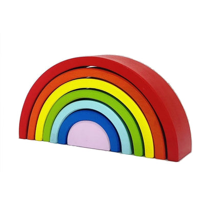 Wooden Rainbow Stacker Toy for Kids - Pack of 7 Pcs