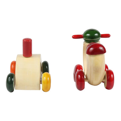 Wooden Push Pull toy- Snail and Scooter Vehicle