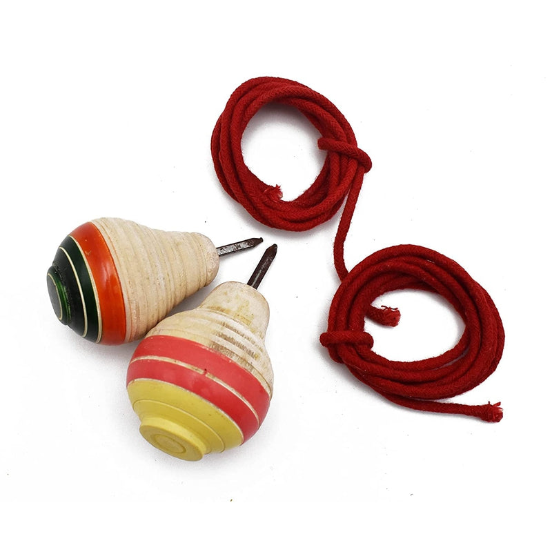 Wooden Spinning Tops  - Combo Set of 2 Pcs (Multicolor )