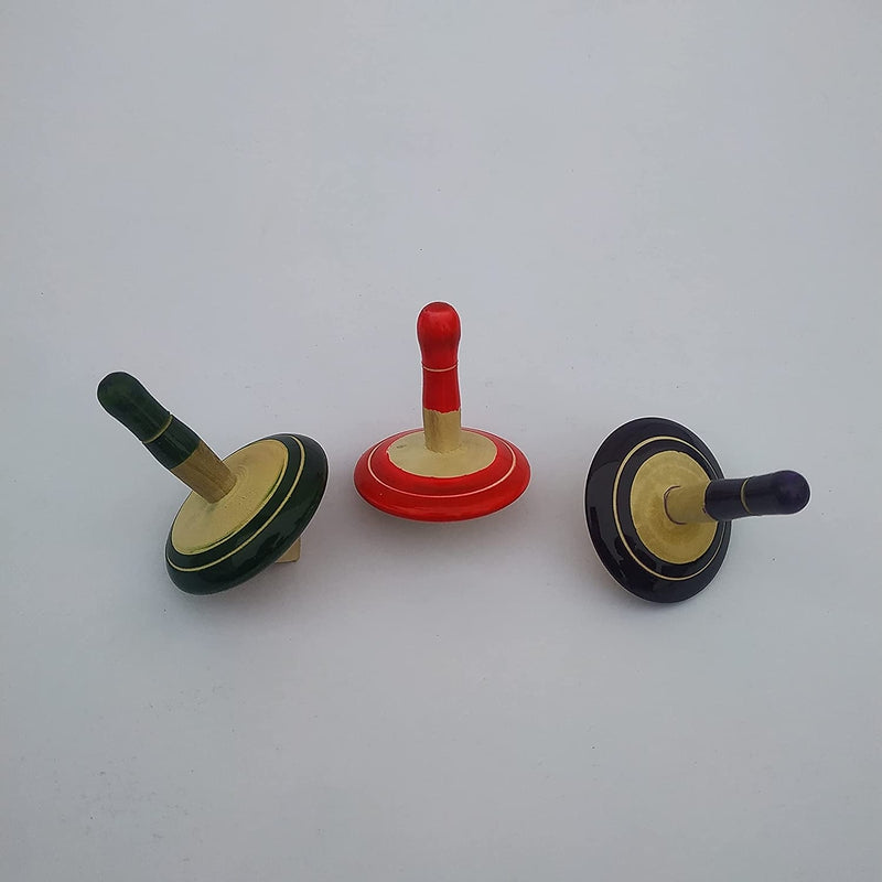 Wooden Spinning Tops - Set of 3 pcs