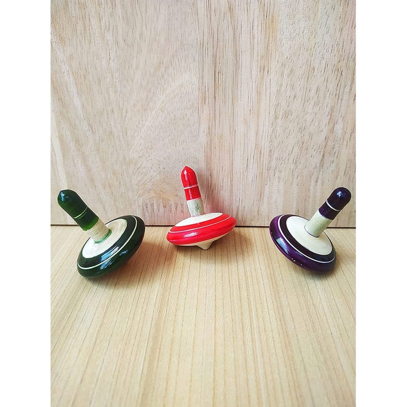 Wooden Spinning Tops - Set of 3 pcs