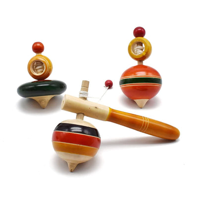 Wooden Spinning Tops - Set of 3 Pcs( Multicolor)