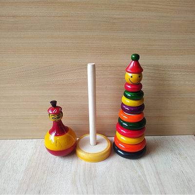 Wooden Roly Poly balancing doll & Stacking Rings Toys for Kids