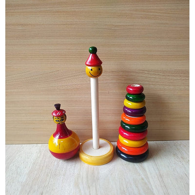 Wooden Roly Poly balancing doll & Stacking Rings Toys for Kids