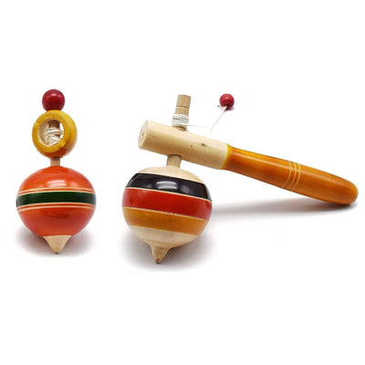 Wooden Spinning Tops - Set of 4 Pcs( Multicolor)