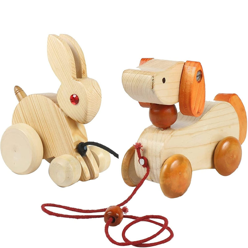 Walk-A-Long Puppy & Rabbit Wooden Pull Along Toys