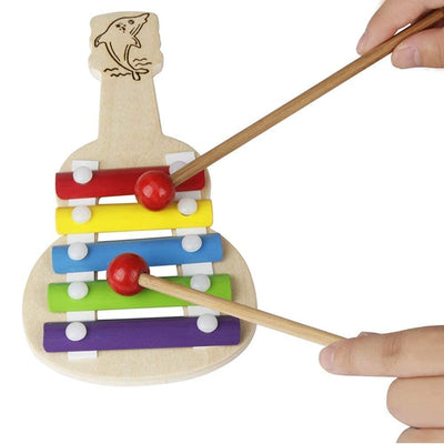 Wooden Xylophone & Jingle bell Rattle toys for Kids - Multicolor