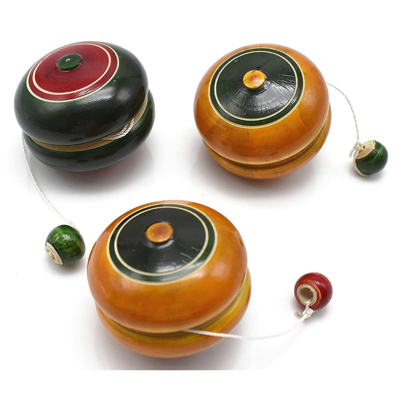 Wooden Yo-Yo Toy for Kids - Set of 3 pcs ( Multicolor)